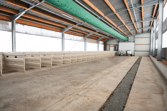 PenSystem set up in a large calf barn