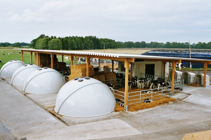 Deze foto toont een IgloSystem met in totaal vier grote iglo’s met bijbehorende overkapping.