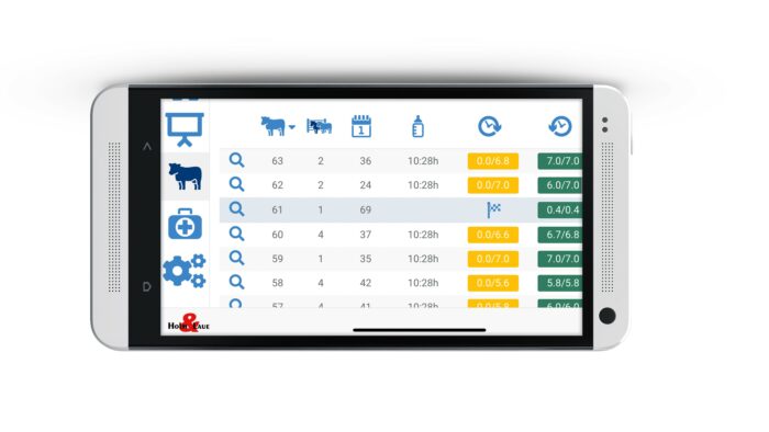 This photo shows the CalfGuide app on a smartphone display.