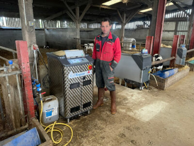Farm manager Fabrice Thouzot with his new CalfExpert